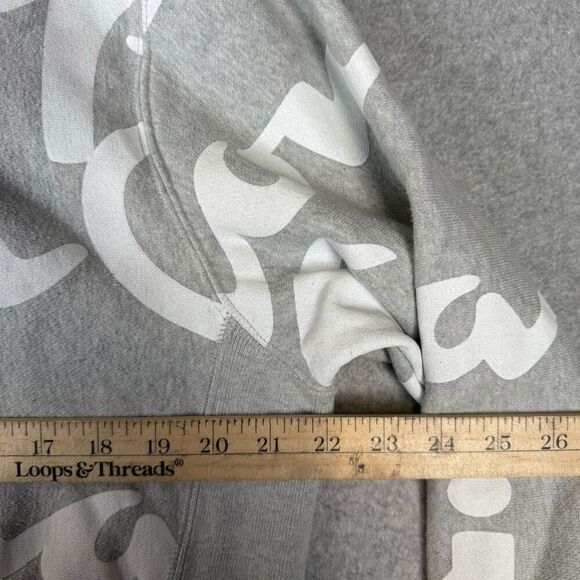 Champion Reverse Weave Mens Medium All Over Print Hoodie Sweatshirt Gray White - Picture 6 of 7